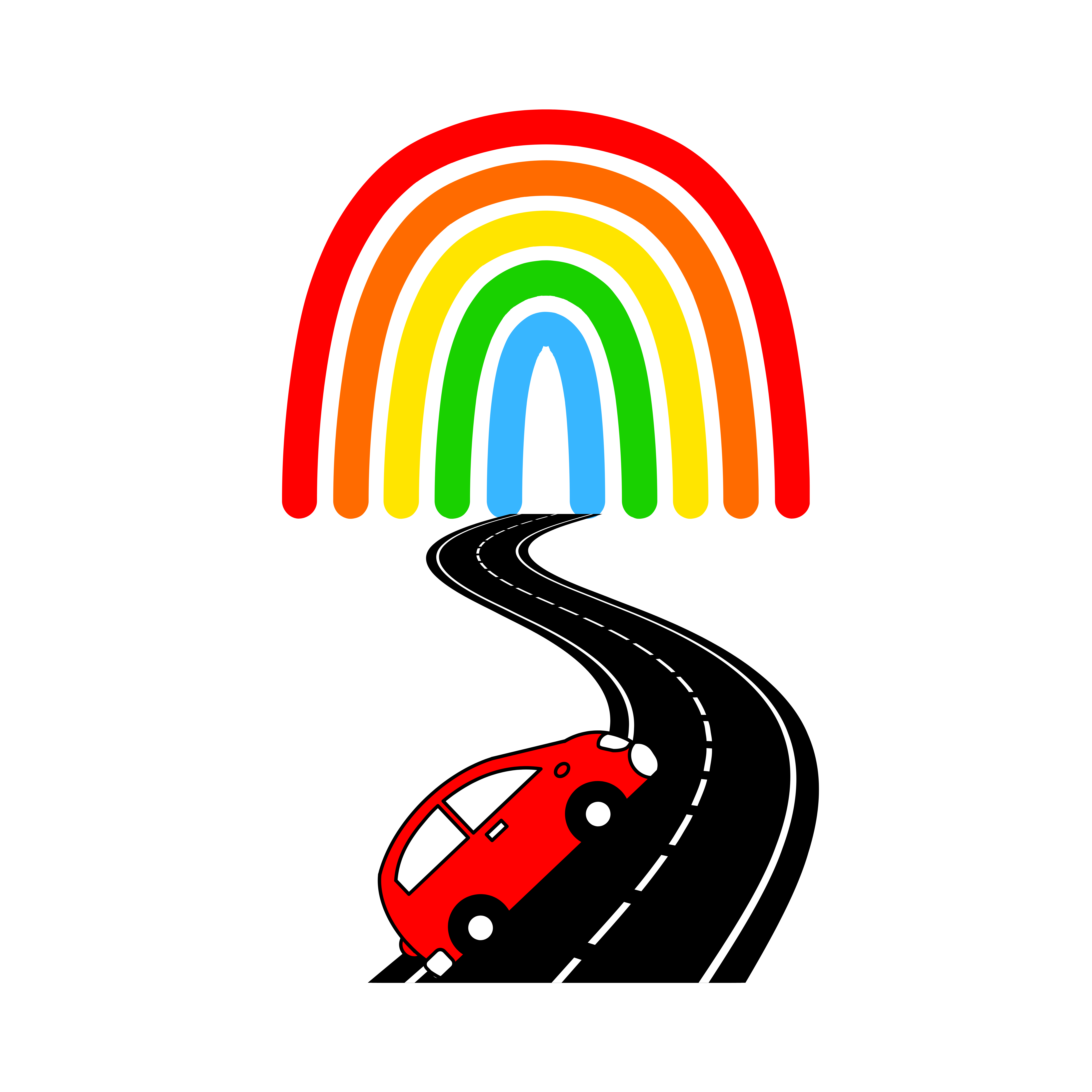 A Car On A Road To A Rainbow A Car On A Road To A Rainbow