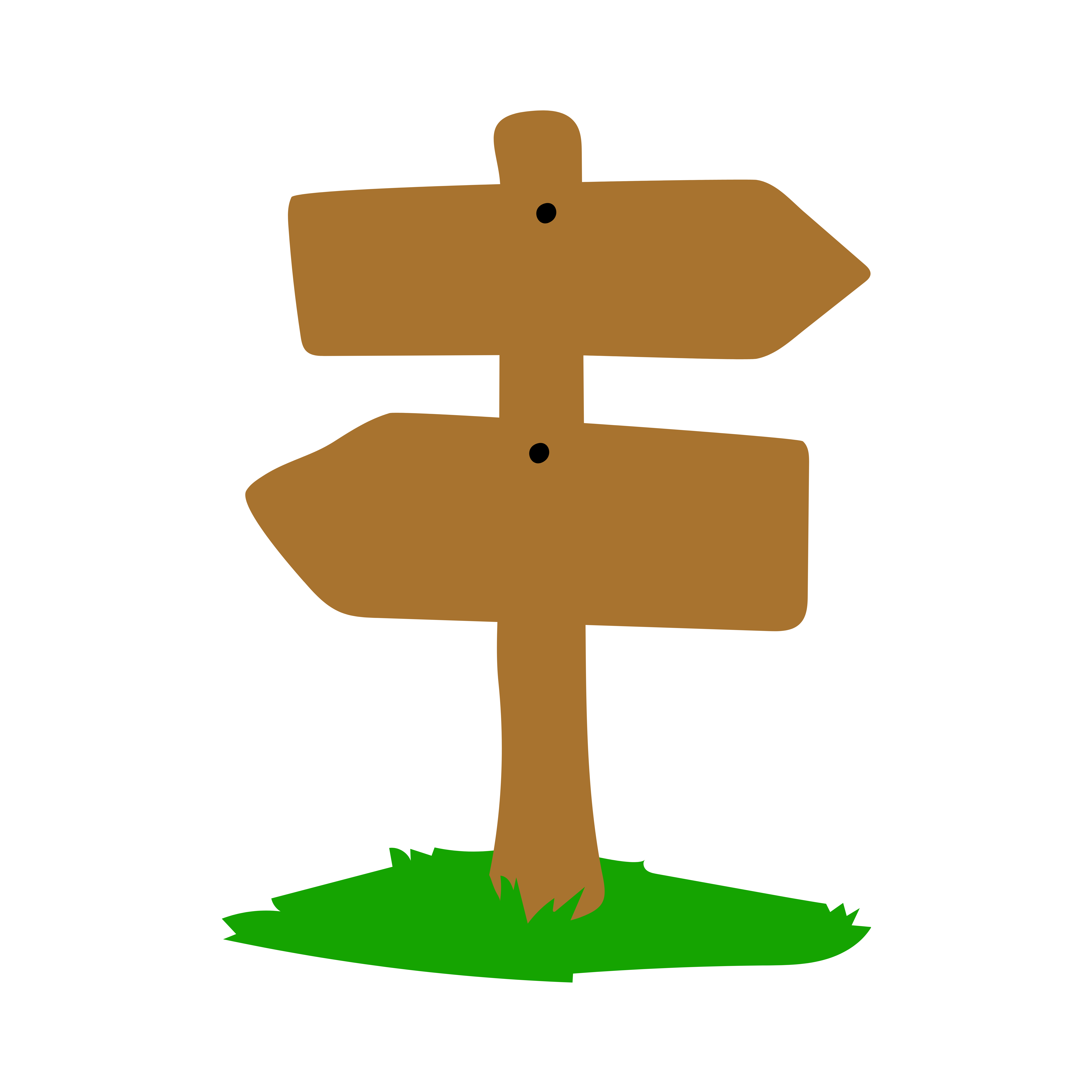 Cartoon Wooden Sign Post With Grass Below Cartoon Wooden Sign Post With Grass Below