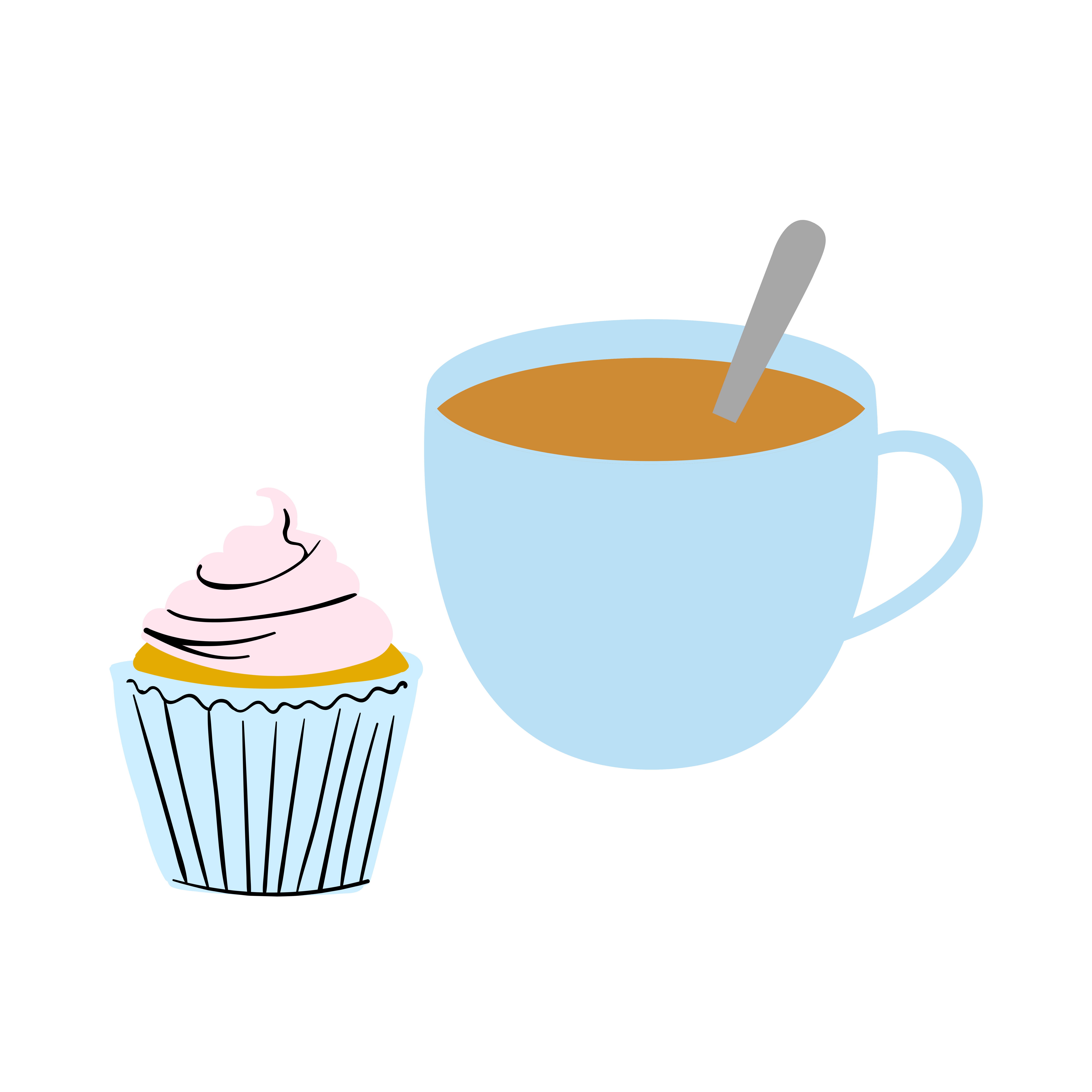 Cartoon Cupcake With Cup Of Tea Cartoon Cupcake With Cup Of Tea