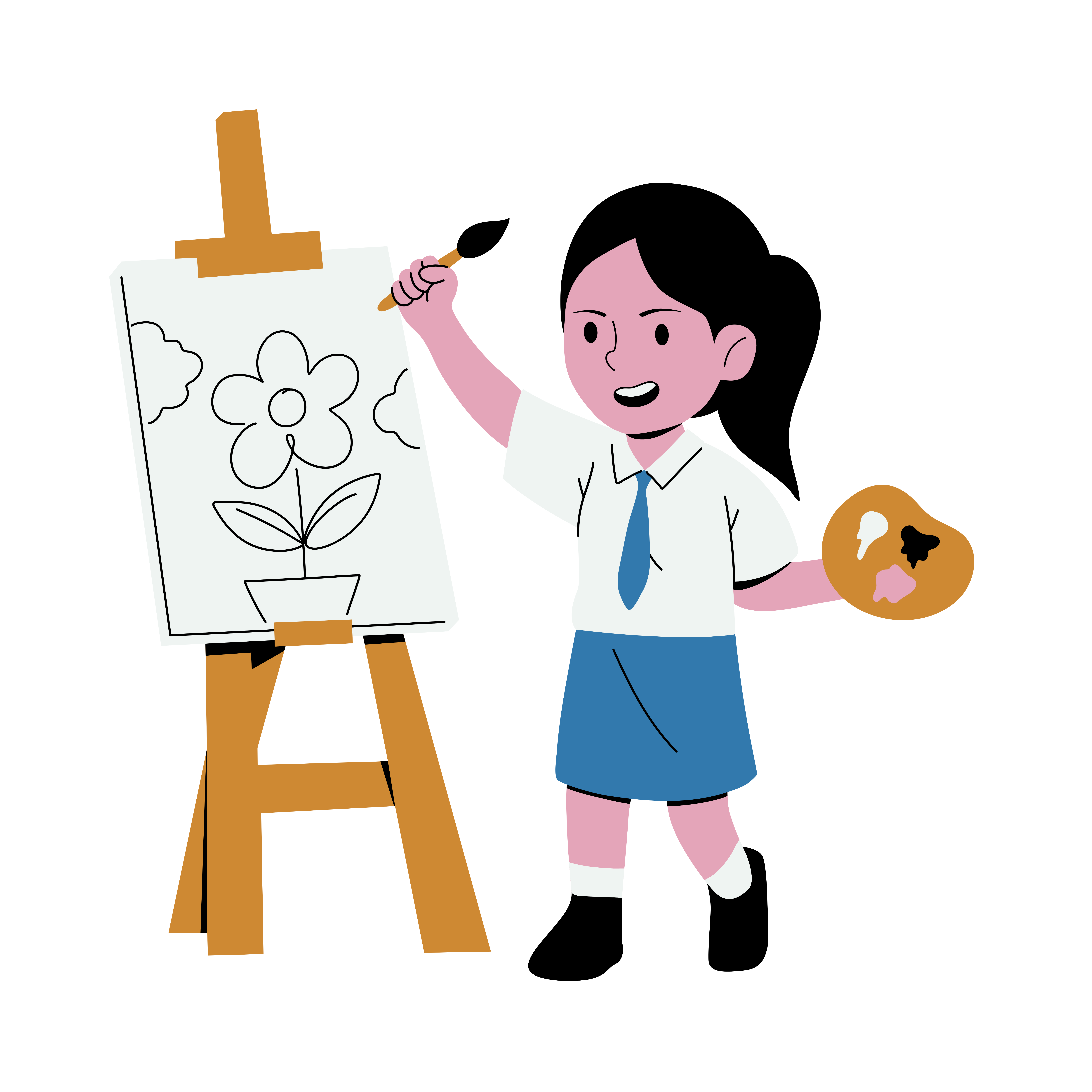 Cartoon Of Student Painting