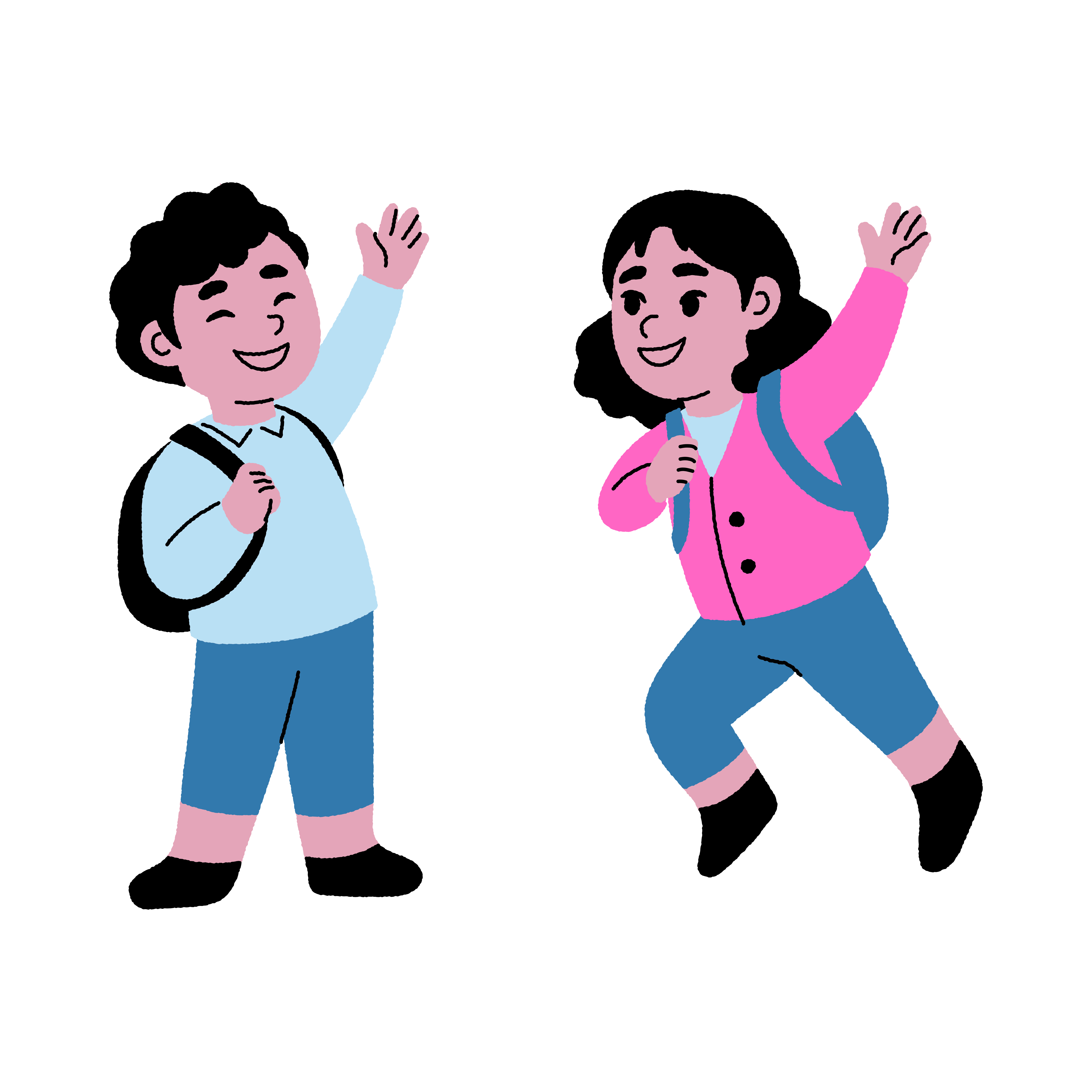 Cartoon Students Waving At Each Other Cartoon Students Waving At Each Other