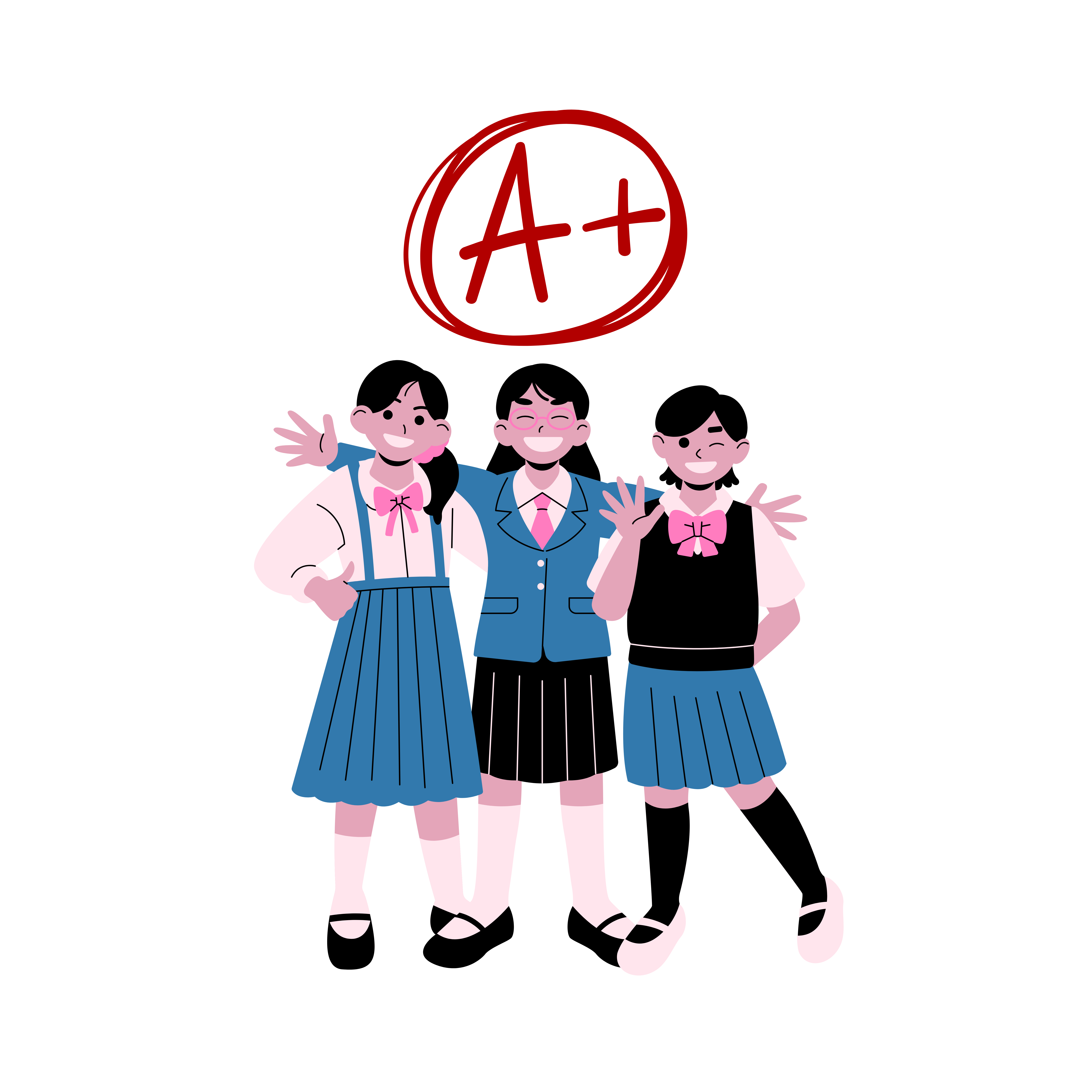 Cartoon Students Celebrating Getting Their Results Cartoon Students Celebrating Getting Their Results