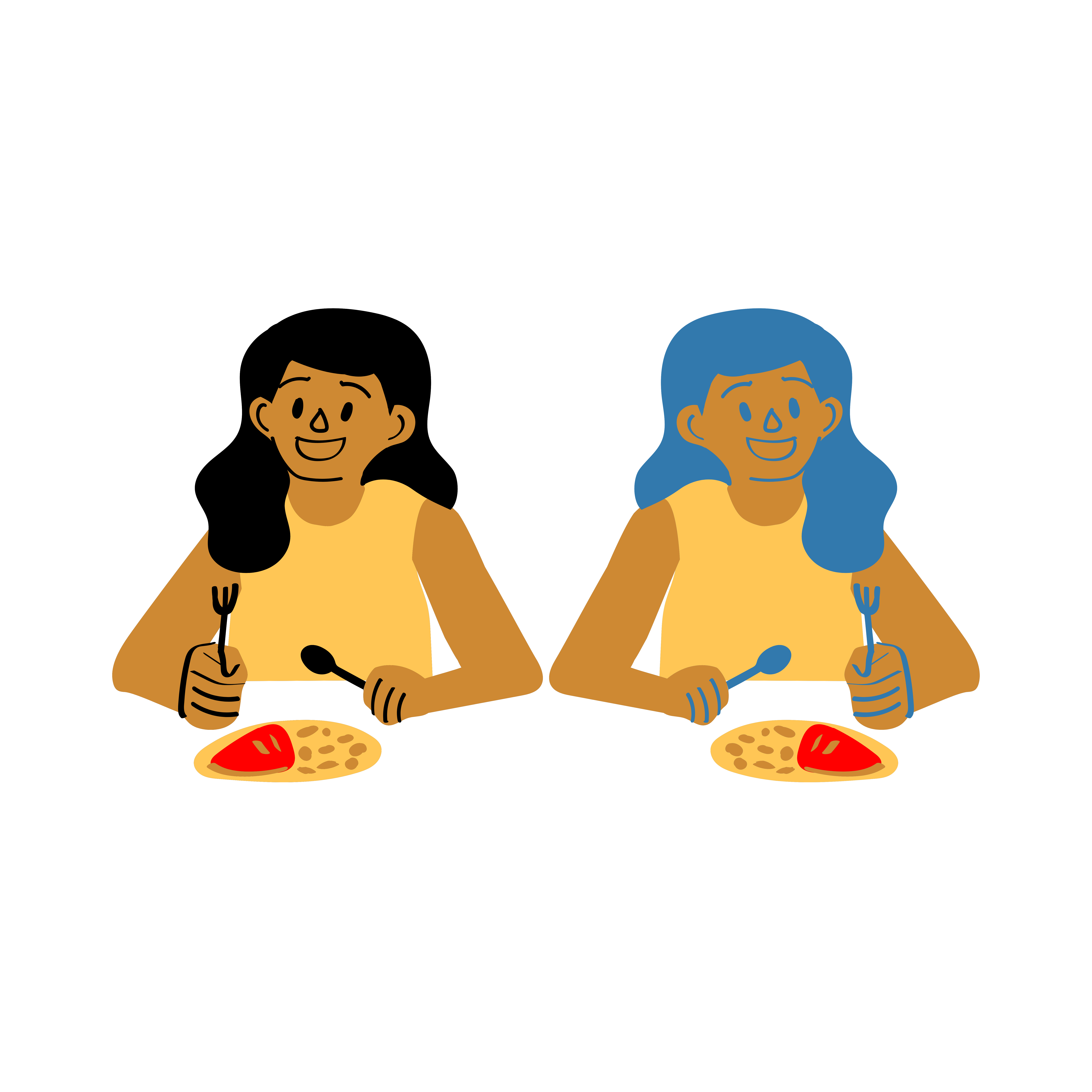 Cartoon Students Eating Together Cartoon Students Eating Together