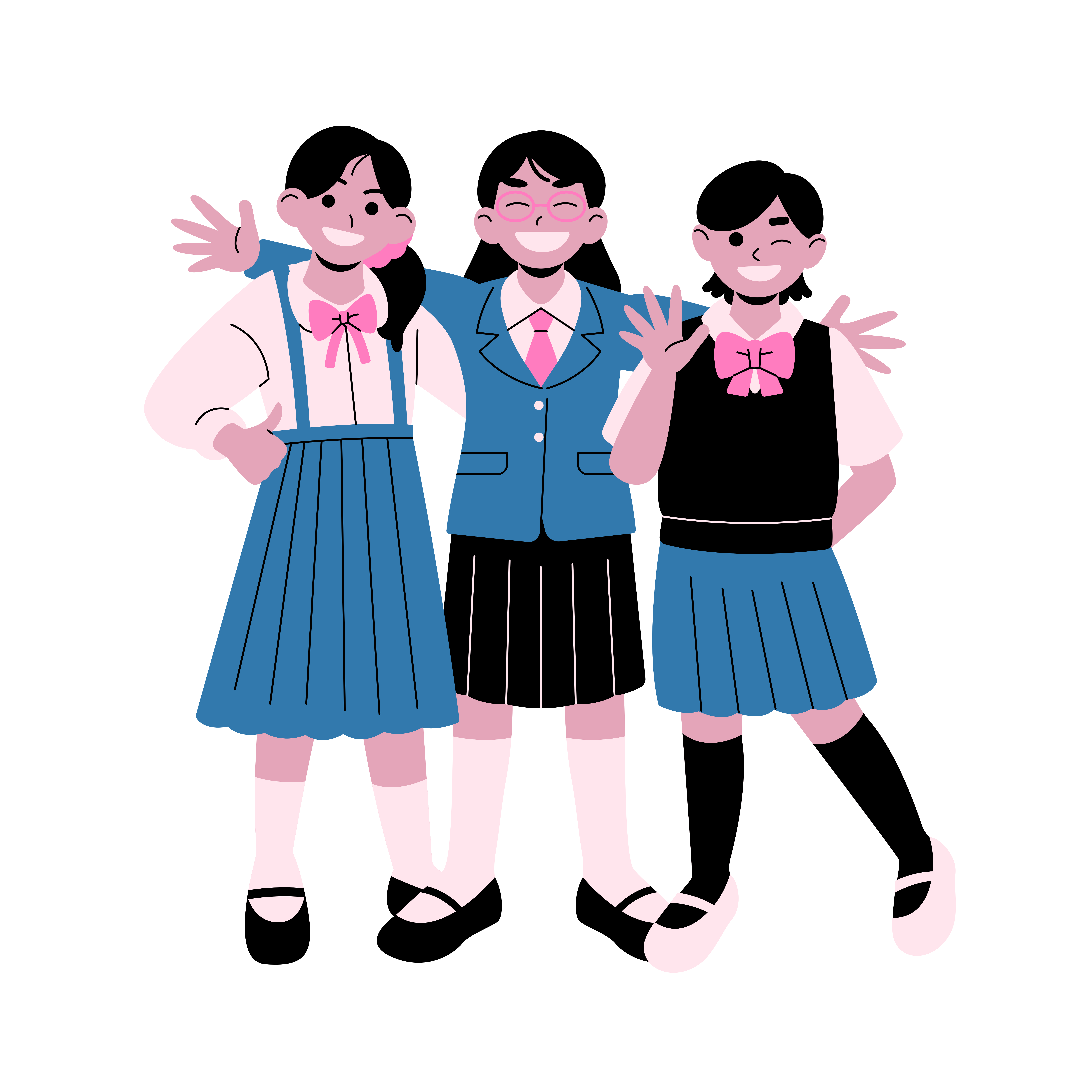 A Cartoon Of Three Students Smiling Together A Cartoon Of Three Students Smiling Together